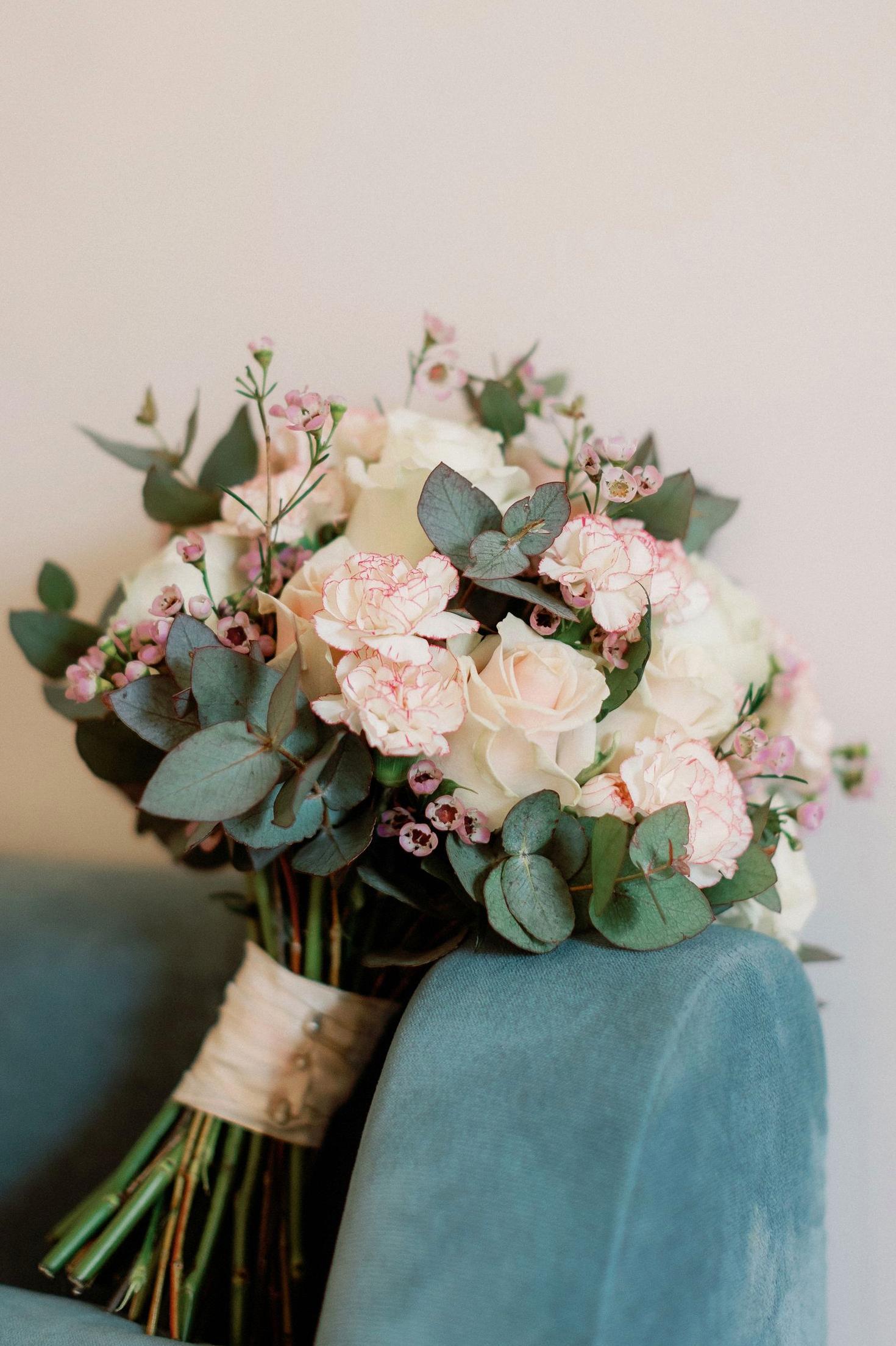 Eucalyptus and roses